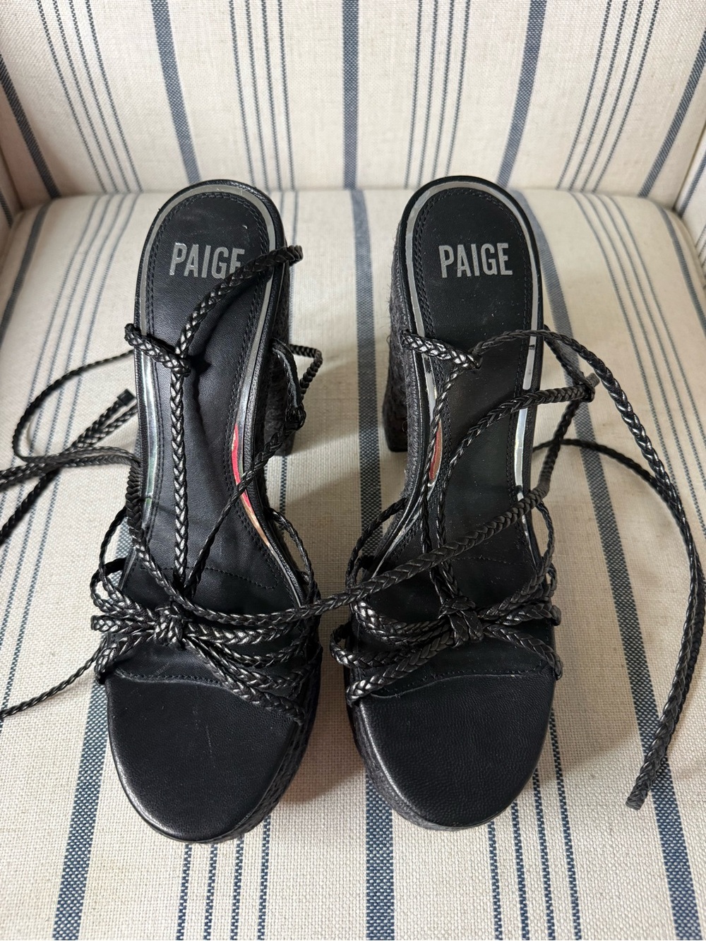 PAIGE Black Carson Lace-Up Platform Heel